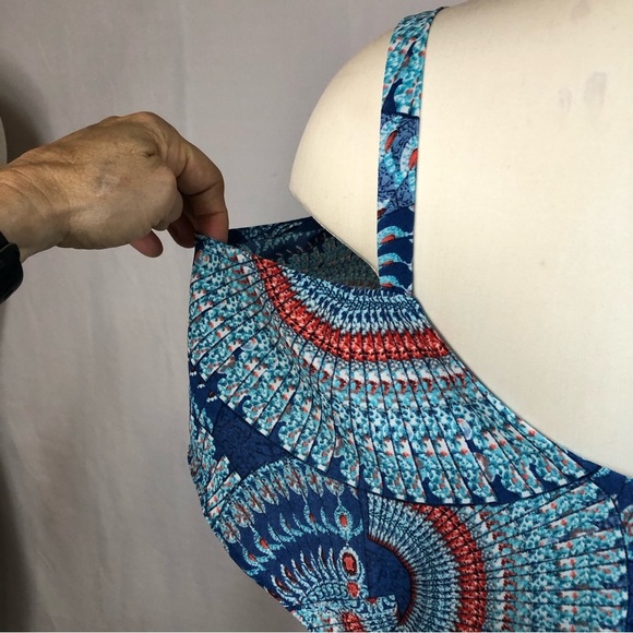 Abbeline Women’s Top Cold Shoulder spaghetti Straps Ruffle Paisley - Picture 5 of 9